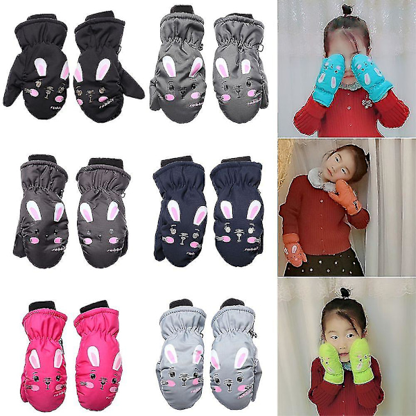 Tegneseriekanin Sports Tykke Varme Votter Vanntette Søte Vinter Utendørs Skiglove Sklisikre For Barn I Alderen 0 Til 5 År 0-5years old-pink