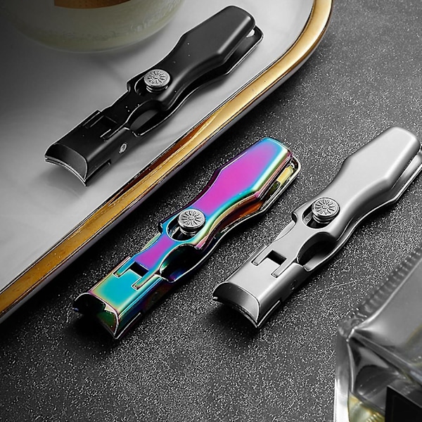 Nagelklippare för tjocka naglar, tånagelklippare med bred käftöppning, kraftig nagelklippare med uppsamlare, stänksäker nagelklippare med fil colorful