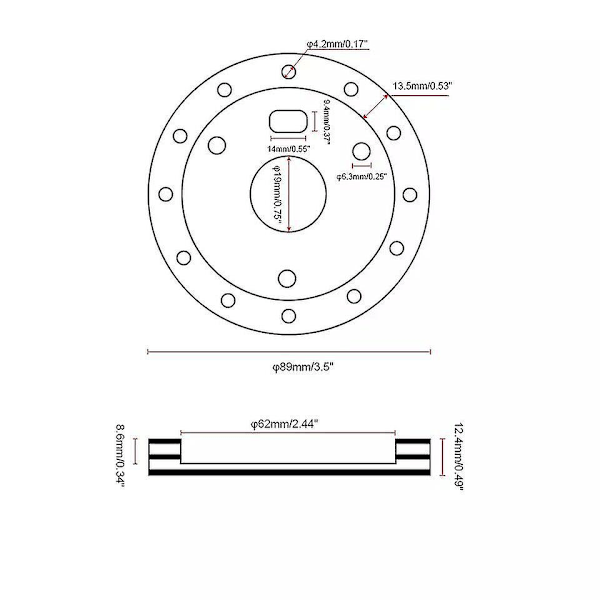 0,5 tum Nav för 6-håls ratt för att passa Grant APC 3-håls adapter Boss Kit Svart/Silver|rattar & horn| black
