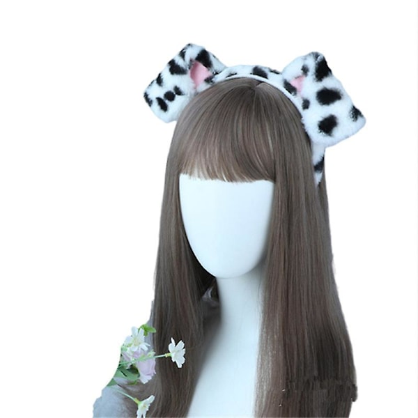 Dalmatian-korvakoriste Koiran Korvat Pääpanta Söpö Pentu Korvat Piirretty Hiushuivi Puku Pääpanta Cosplay Hiuslisävarusteet white