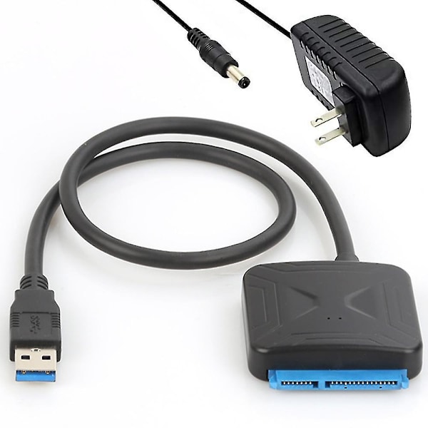 SATA-USB-sovitin kiintolevyille ja SSD-asemille - Kova levy USB 3.0 -kaapelimuuntimeen, kannettavan tietokoneen datalukijasarja, tiedonsiirtokaapeli, yhteensopiva Windowsin /10 kanssa US Plug