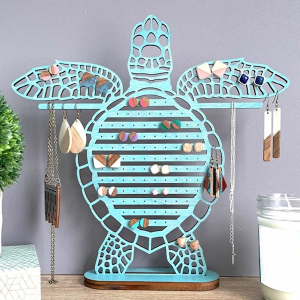 Sjösköldpaddsörhänge Display Organizer Stor Kapacitet Stabil Bas Butik Halsband Armband Display Stativ Heminredning Smyckeshållare Örhängehållare Brown