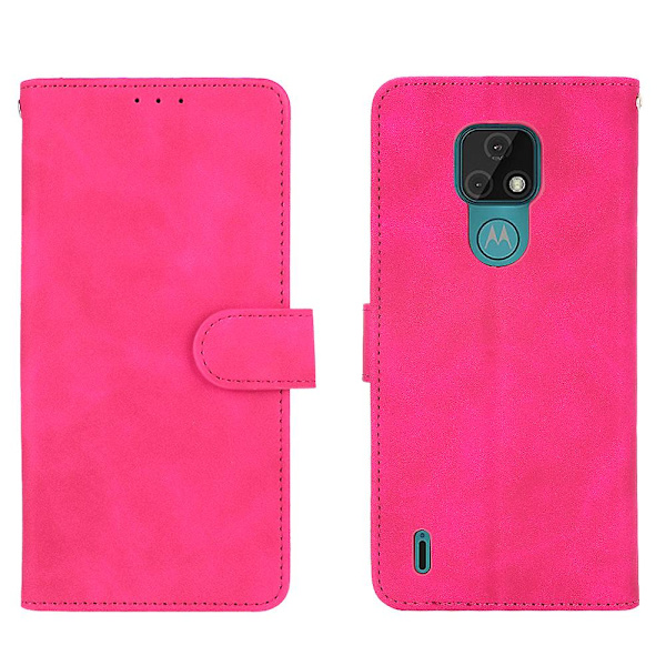 Hieno PU-nahkainen lompakkokotelo matkapuhelimelle Motorola Moto E7:lle Rose