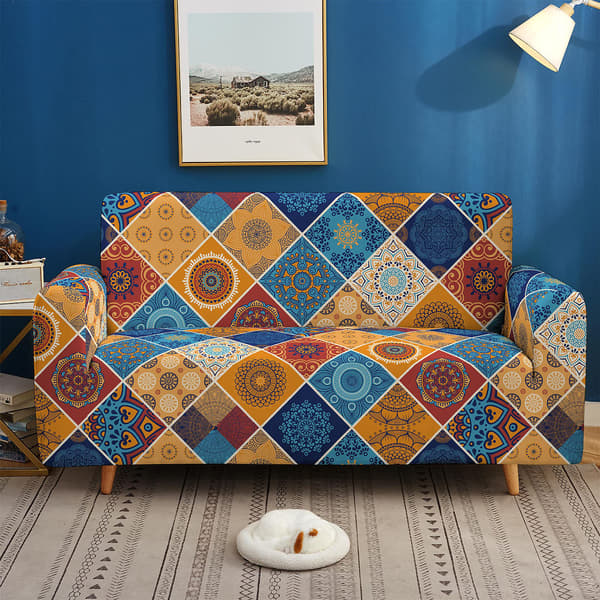 Sittplats stretch soffaöverdrag halkfritt sofföverdrag retro soffaöverdrag