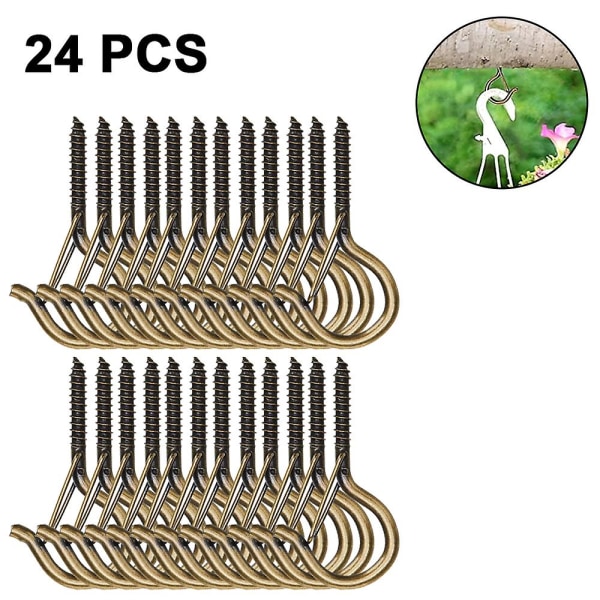 24 Pcs Screw In Hooks Outdoor String Lights Safety Screw Hook Ceiling Hooks With Safety Buckle Wall Hangers Hangers For Party And Festival Decora