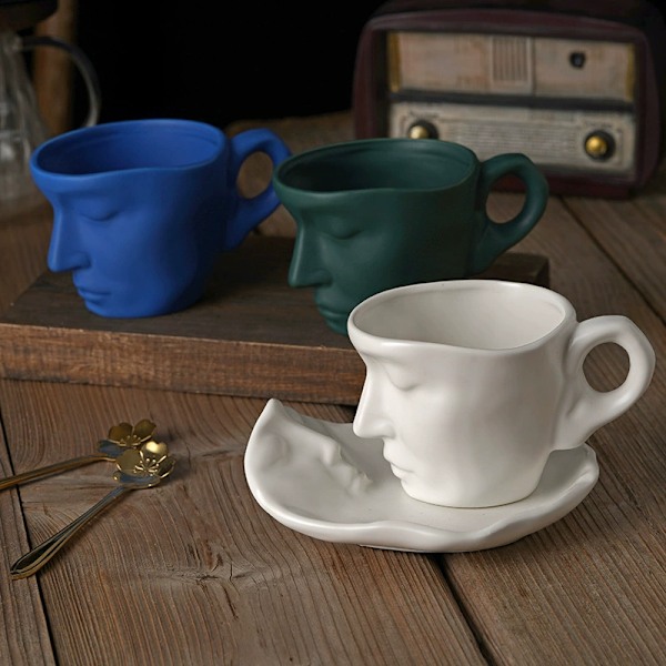 Kahvikupin Kasvotaide Persoonallisuus Luova Keramiikka Espresso Amerikkalainen Musta Tee Kahvikupit Blue