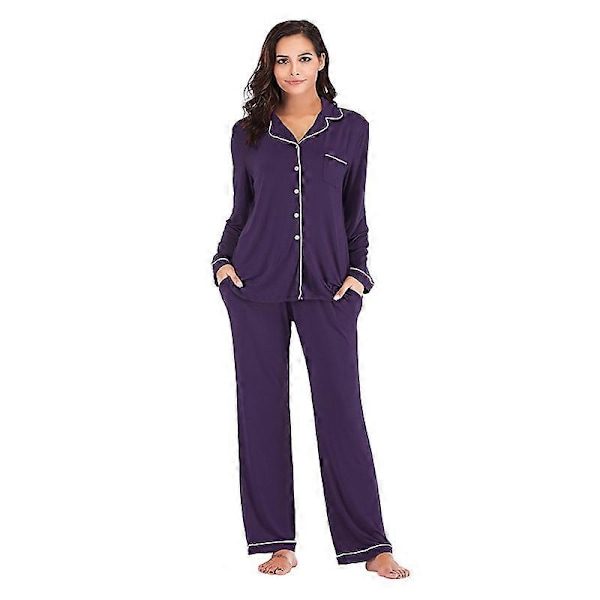 Höst och vinter nya hemtextilier damkläder Modern bomull långa sovbyxor set pyjamas/nattlinne XL