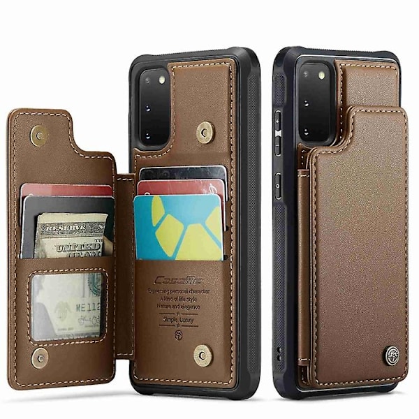 Samsung Galaxy S20 Fe Caseme C22 -korttipaikat, pidike, RFID-varkaudenesto, matkapuhelinkotelo Brown