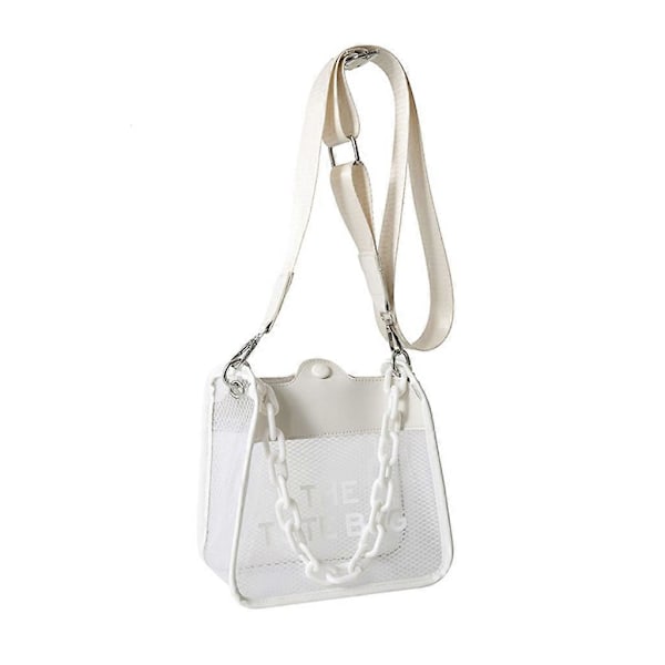 Transparent Crossbody Väska Axelväskor för Kvinnor Strandväska Avtagbar Rem Beige