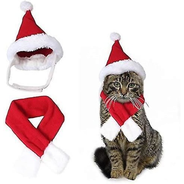 Kat Hund Jul Fancy Dress Kostume, Jul Tørklæde Hat Kit Pet Dekoration