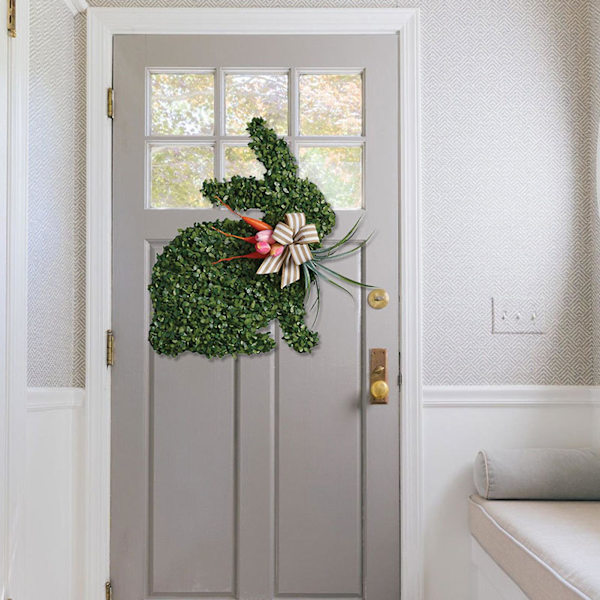 Påskehare Krans Guler Blomst Sød Bue Simulering Plante Rattan Scene Layout Ornament Plast Right