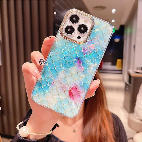 iPhone 13 Pro -kotelo, sähköpinnoitettu linssikehys, PC+TPU IMD -puhelinkuori Y6 Blue Scale