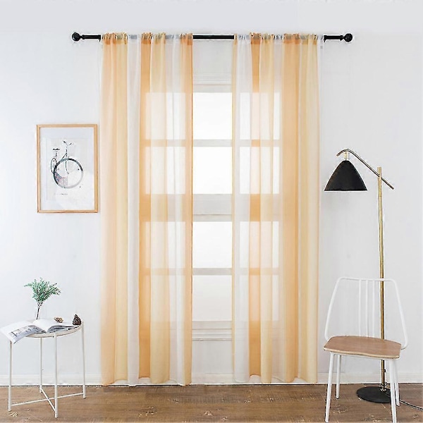 Fönstergardin Randig 100x200cm Tyll Voile Mode För Hem Kök Rum Sovrum Beige