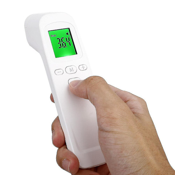 Digital infraröd pann termometer för vuxna och barn, handhållen LCD-display kontaktfri temperaturpistol med 32 minnen och Celsius/Fahrenheit-omkopplare