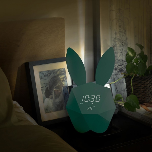 Alarm Clock Wall Clock, Night Light Table Clock Wake Up Light Cartoon Rabbit Bedside Table Lamp Gift Forkids Children Adults