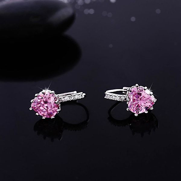 Örhängen Rhinestone Inlagd Hjärtformad Design Legering Hjärtformad Design Leaverback Örhängen för Fest Pink
