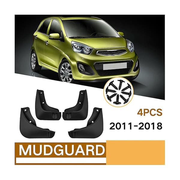 4 st. Bilskärmar för Picanto 2011-2018 Stänkskärmar Skyddsskärmar Tillbehör