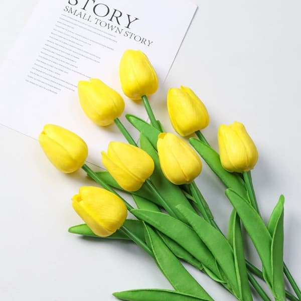 10-delt DIY Forårs Tulip Kunstig Blomsterarrangement Sæt yellow