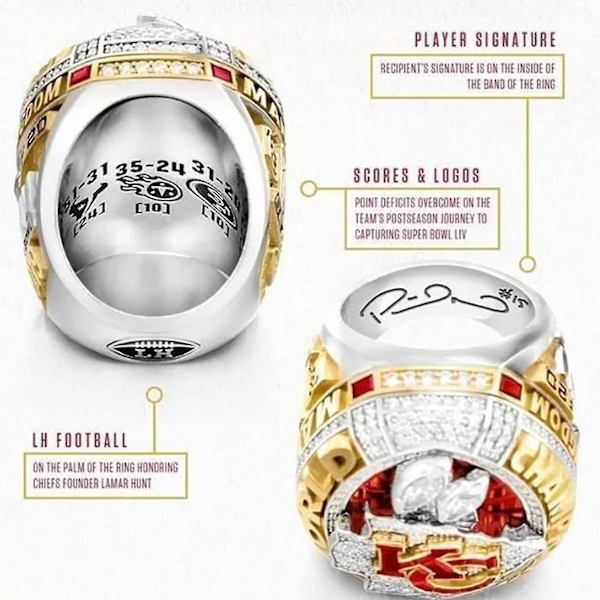 Alloy Ring Mænd Kansas City Chiefs Ring Mahomes Patrick Super Bowl Replica Ring Med Æske Size 8
