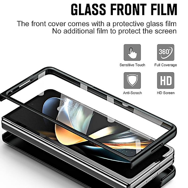 Ag Matte Hard PC Kickstand Fodral för Samsung Galaxy Z Fold3 5g, Med Glasskärmsskydd/Stylus Penna Black