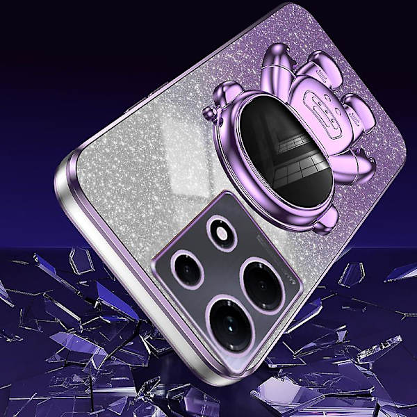 Til Transsion Infinix Note 30 VIP 5G Etui Kickstand Elektroplettering PC+TPU Telefon Cover Purple