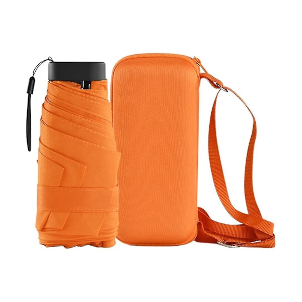 Pieni sateenvarjo Kevyt aurinkosateenvarjo Vedenpitävä Sateenpitävä Kompakti sateenvarjo Miehille Naisille Taittuva Orange