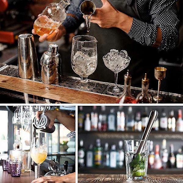 Cocktail Shaker Sæt - Rustfrit Stål Sølv 7 dele