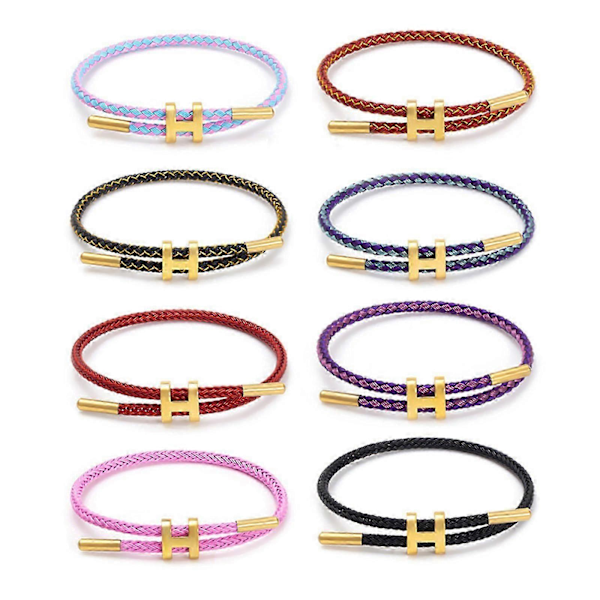 Stilfullt justerbart armband för kvinnor med 18k guldpläterat H-spänne, tillverkat av premium rostfritt ståltråd brun Gray