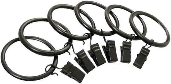 15 stk. gardinringe med clips, dekorative draperingsringe, rustfri (sort) (H-4)
