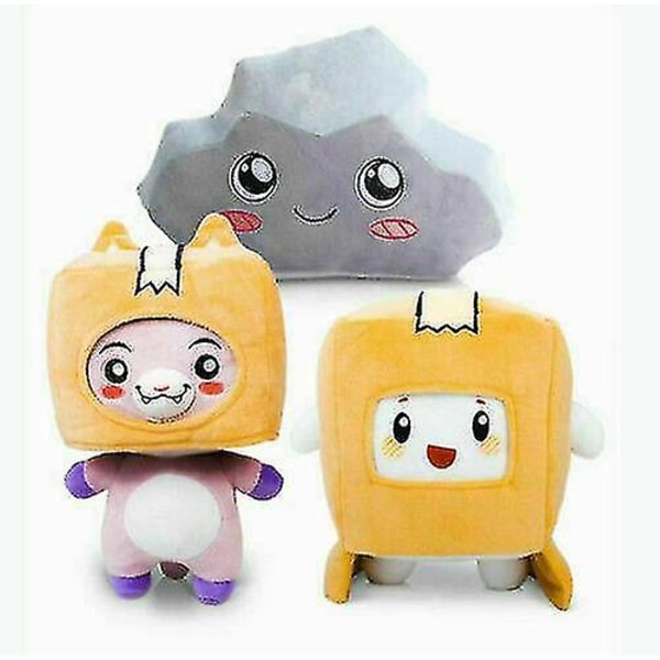 Lankybox Boxy + Foxy + Rocky Soft Stuffed Animal Plush Toy for Kids.----