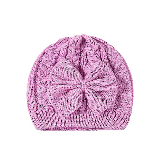 Vintervarm Strikket Babylue For Jenter Bomullsforet Babylue For Jenter Purple