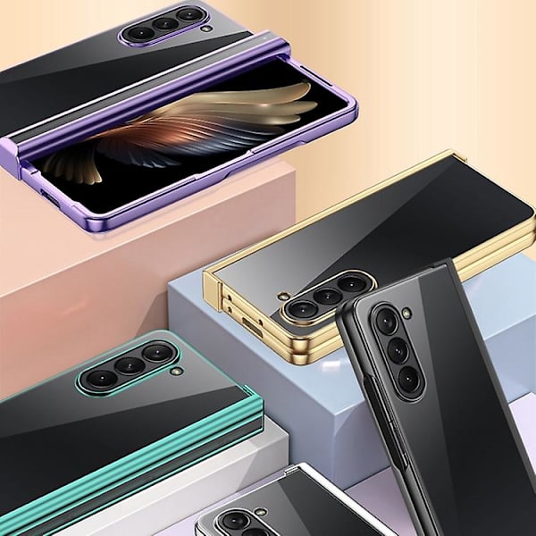 Elektropläterat tredelat mobiltelefonskal för Samsung Galaxy Z Fold5 Gold