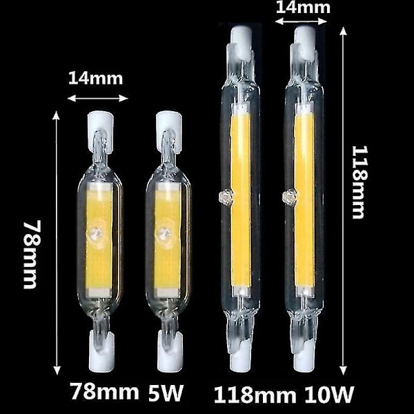 Sajy LED R7s Glassrørlampe Høy Lysstyrke Dobbelt Endet Lys Erstatter Halogenlampe 110V Natural White 118mm