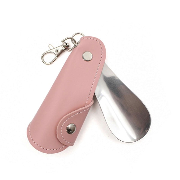 Japan och Sydkorea Metall Läder Skohorn Portabel Unisex Skohorn Hängande Dekoration Skohorn för Nyckelring Rosa Pink