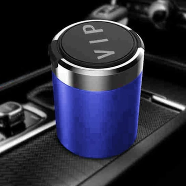 Kannettava tuhkakuppi autoon, tiivis muotoilu LED-sinisellä valolla, tuulenkestävä ulkoilmaan, matkoille ja kotiin, helppo puhdistaa miehille Blue