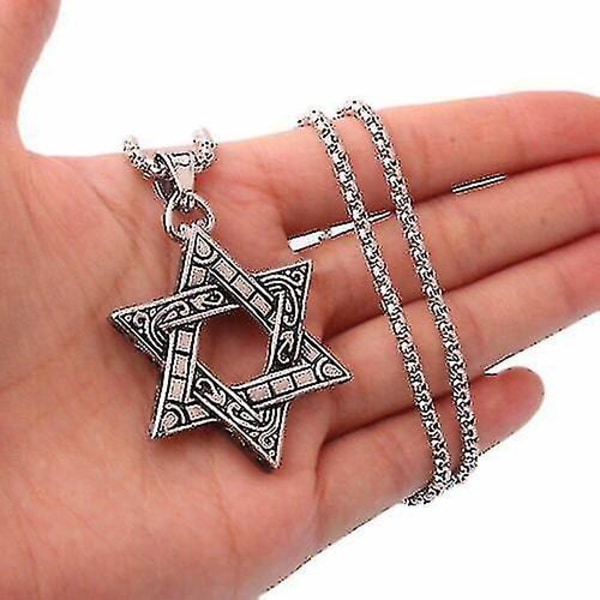 Unik Rostfritt Stål Davidsstjärna Halsband Hänge Magen David 16 Gr