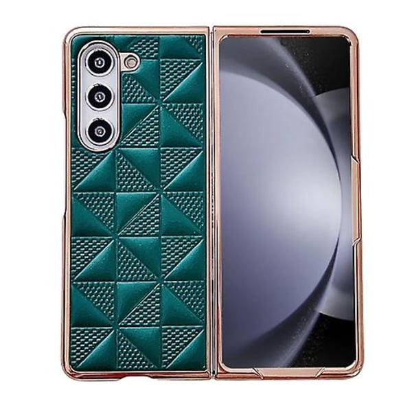 Til Samsung Galaxy Z Fold5 5g Forgyldt Plaid PU All-inclusive Stødsikker Mobiltelefon Cover Green