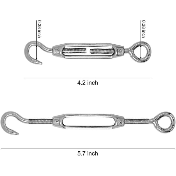 Set Of 6 Stainless Steel Hook & Eye Tensioner Rope Tensioner