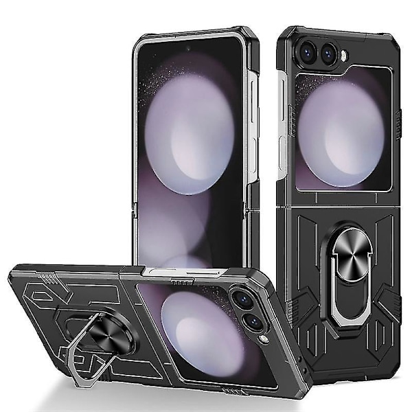 Armor Case for Samsung Galaxy Z Flip 6 5G, Slim PC Military Grade Shockproof Protective Cover with Finger Ring Kickstand