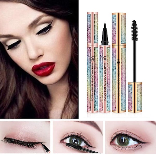 Vattentät Eyeliner Mascara Set 4d Curl Vattentät Långvarig Ögonmakeup Set