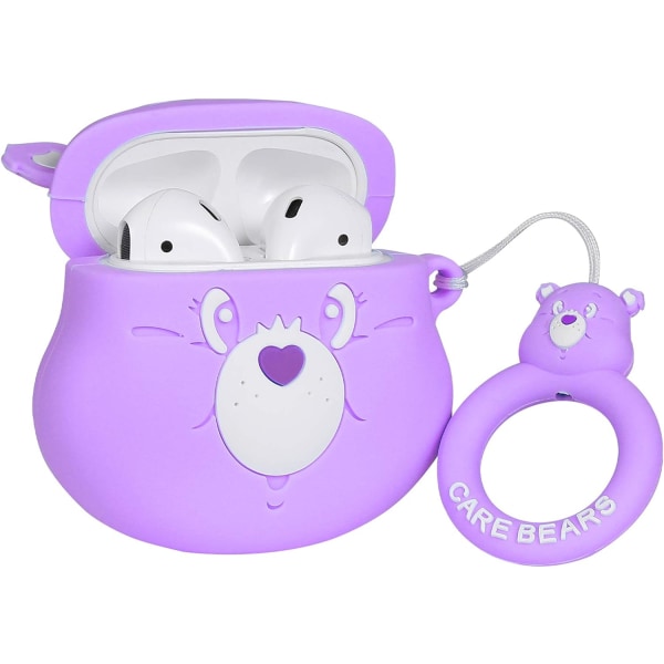 Cute AirPod 2/1 Case, Cartoon Character Design, Funky Air Pods Case, Soft Silicone Unique 3D Animal for Girls Boys Women, Cases for AirPods 2 & 1 Purple