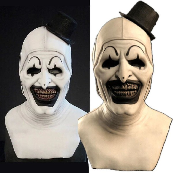 Terrifier Mask Killer Art Hymyilevä Clown Halloween Scary Joker Full Head Mask Latex