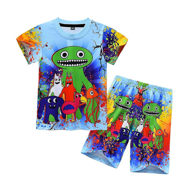 5-9 år Børn Drenge Piger Garten Of Banban Summer Outfit Sæt T-shirt+shorts Sæt Gaver 6-7Years