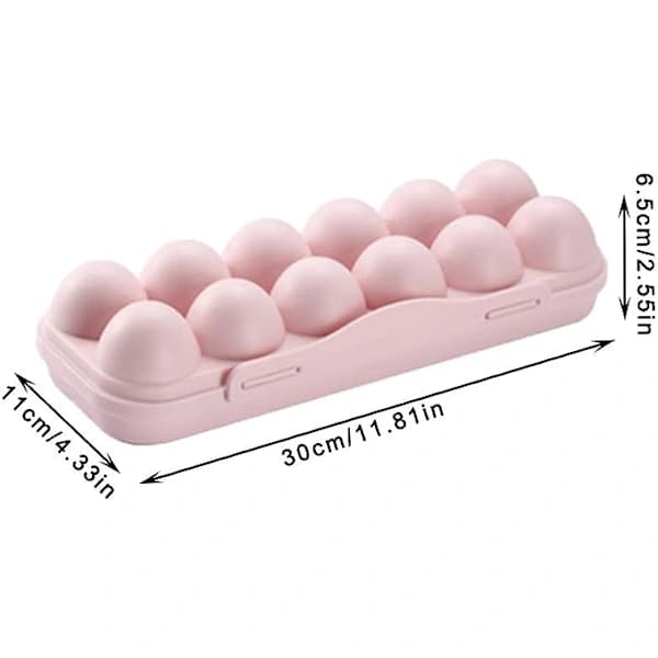 Eggoppbevaringsbokser, 2-pakning; kjøleskap eggstativ, 12-pakning; for oppbevaring av egg (rosa, grå).