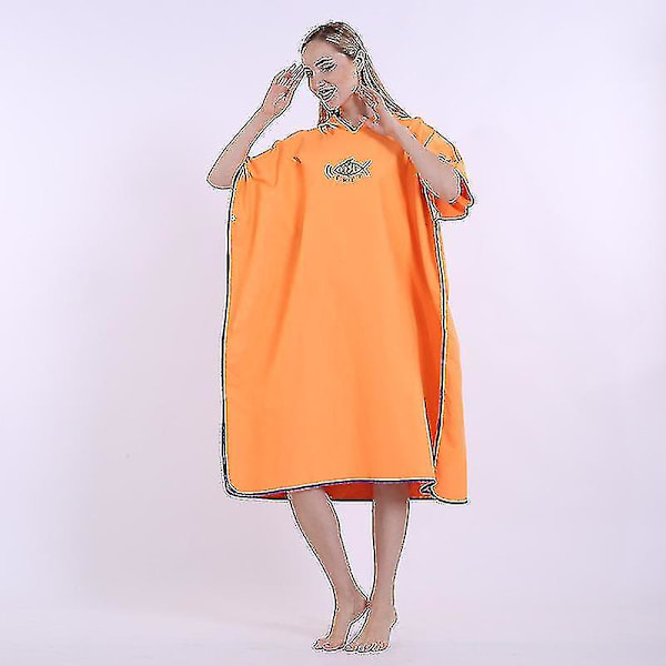 Rantapyyhe Poncho Kylpytakki Huppu Nopea Kuiva Kylpytakki Uimapyyhe Orange