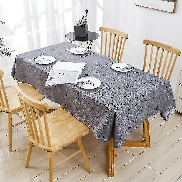 Bomullslinneduk Rektangulär Matsalsduk Överdrag Heminredning Dark Gray 90x140cm