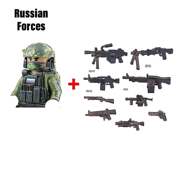Militära byggklossar Soldatfigurer Gåvor Leksaker Vapen Gevär Special Force SWAT Arméväst Hjälm Explosionssäkra kläder MOC   Fingerfärdighetsspel RUS--1PCS