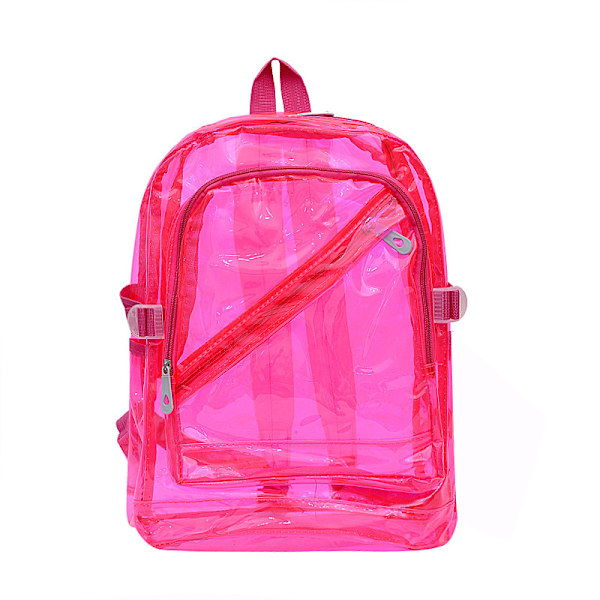 Transparent Ryggsäck för Kvinnor, Stor Kapacitet, Väska med Stark Färg, Vattentät Strandryggsäck Rose red