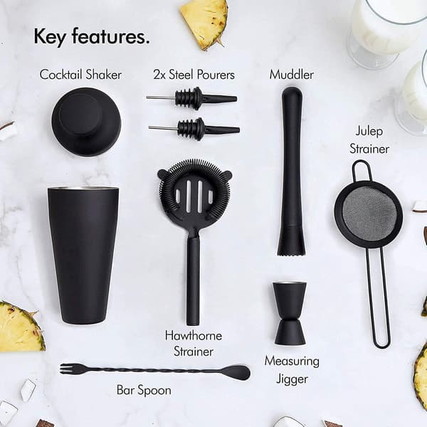 Cocktail Shakers & Sæt Stilfuld Mat Sort 500Ml Rustfrit Stål Cocktail Shaker Sæt