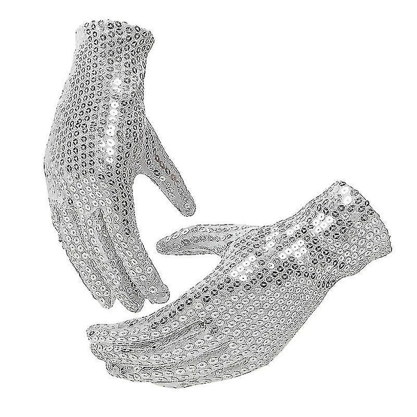 Michael Jackson Handskar Mode Sceneföreställning Mj Pailletter Kort Handske Silver Blå Röd Svart Gyllene Färg Glimmande Vantar Red